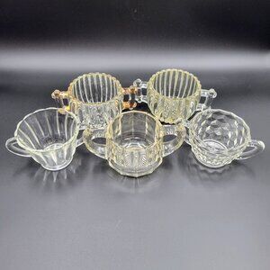 Vintage Sugar Bowls Condiment Servers Clear Glass Serving Kitchen Lot Of 5 Read